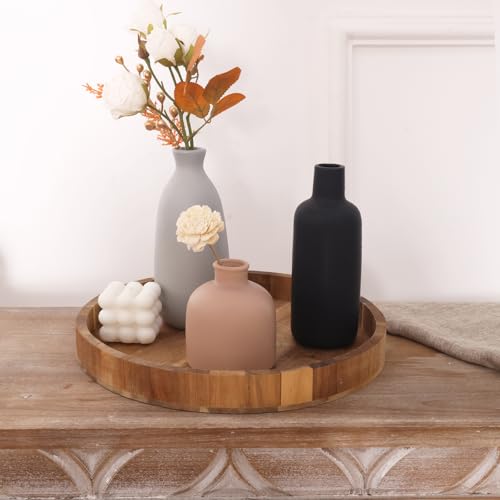 CUCUMI Ceramic Vase Set of 5, Home Decor Farmhouse Décor Handmade Pottery Vases for Pampas Grass, Dried Fresh Flowers, Table, Living Room, Kitchen, Shelf, Entryway Mantel Neutral Tones - color: 5 Pack-neutral Tones