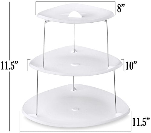 Masirs Collapsible 3-Tier Party Tray: Decorative Design Folds for Minimal Storage. an Elegant Serving Tray for Sandwiches, Cake, Sliced Cheese, and Deli Meat. (Pack of 2) - size: Party Tray (Pack of 2), style: Party Tray