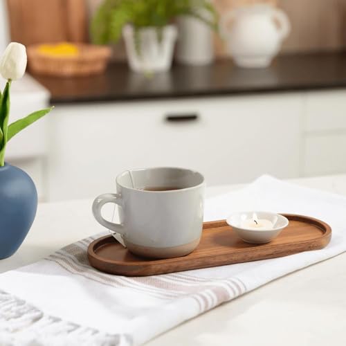 Solid Wood Serving Platters and Trays of Natural Wood with Edge,Rectangular Avoid Sliding and Spilling Food (Acacia Oval Platters 6 Pack) - color: Acacia Oval Platters 6 Pack