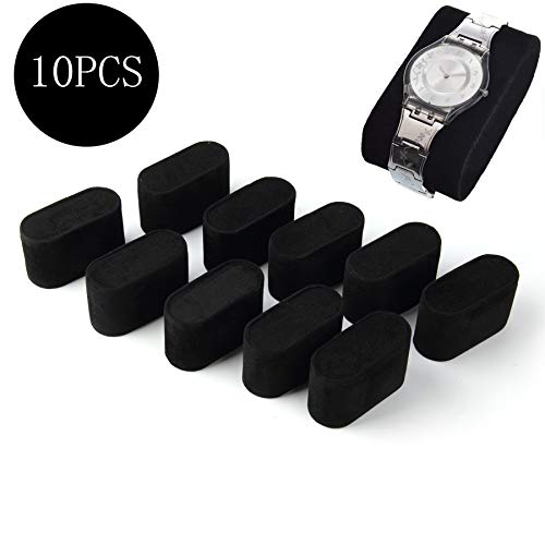 10 Pack Velvet Bracelet,Watch Pillow Jewelry Exhibition (black)