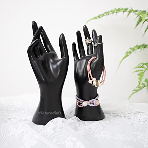 Framendino, Female Mannequin Hand Jewelry Display Holder Stand for Bracelet Necklace Ring Plastic (Black, 2 Pack) - color: Black, size: 2 Pack