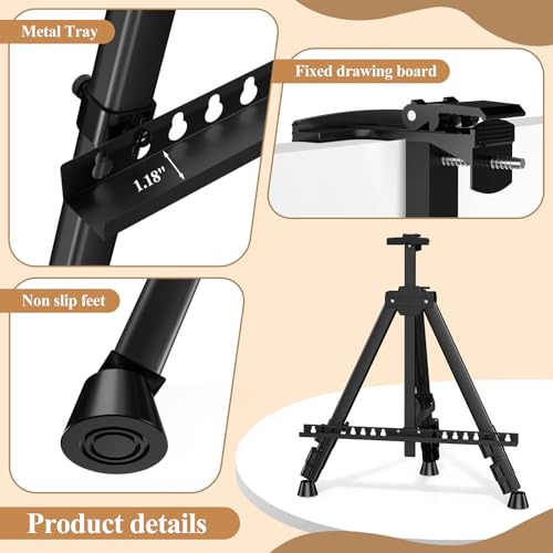 Art Painting Tripod Easel Stands - Portable Adjustable Display Artist Metal Easel with 1 Bag for Tabletop/Floor Painting, Height from 17 to 66 inches, Sturdy for Drawing, Displaying - Black 2 Pack - style: Black-2pack
