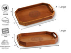 Vesta Homes Set of 2 Zak Acacia Wood Rectangular Serving Tray for Home/Kitchen/Restaurant/Office Organizer/Dining Table|Premium Wooden Trays|48 X 33 ; 40 x 27 cm | Handcrafted in India - size: Set of 2 Trays: 18.9" x 13", 15.7" x 10.6"