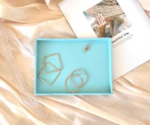 Small Blue Mini Serving Tray (8.5 x 6.3 inch) for Serving Accessory, Spa, Coffee, Drinks, Wine, Tea, Bar, Party, Seasoning, Perfume or Display Use. - color: Blue-1 Tray, size: 8.5" x 6.3" x 0.8"