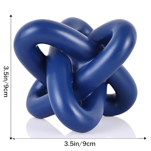 DOVDOV Blue Knot Sculpture, Three Knot Sculptures, Blue Home Decor Accents, Knot Sculptures for Rustic-Style Coffee Tables, Living Room Dining Tables, Entrance Hall Shelves, and Small Decorations. - color: Blue