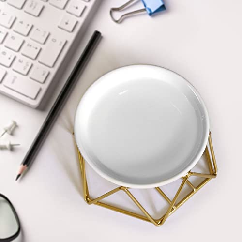 SXCHEN Tealight Oil Burner Ceramic Essential Oil Burner Tealight Candle Holder Aroma Scented Candle Oil Diffuser Glod Metal Tea Light Wax Melt Warmer Furnace Home Decoration - color: Gold