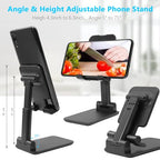2 Pack Cell Phone Stand, Fully Adjustable Angle Height Phone Stand for Desktop, Foldable Phone Holder Compatible with All Phones 15 14 13 12 11 (Black and White) - color: D-Black & White