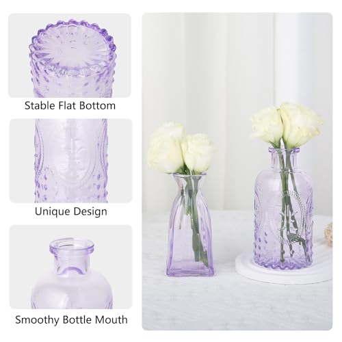 RUCKAE Purple Flower Vase in Bulk 22 Glass Bud Vases Vintage Small Vases for Centerpiece Table Wedding Decorations Home Decor Party (Purple 22 Pack) - style: Purple 22 Pack