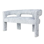 Jofran Gwen Modern Luxury Jacquard Fabric Upholstered Hallway Bedroom Sculpture Bench, 49" W X 22" D X 29.5" H, Blue - color: Blue