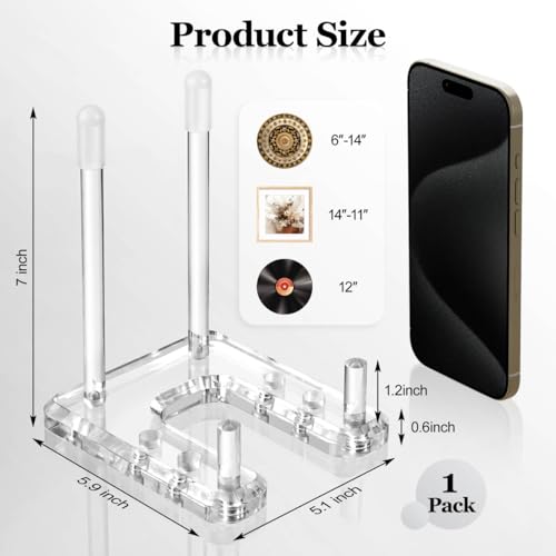 Plate Stands for Display, 1 Pack Clear Acrylic Display Easel with Adjustable Pegs for Decorative Plate, Books, Records, Plaque, Picture Frame, Platter Tabletop Art (1-Pack)