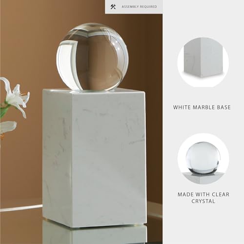 Signature Design by Ashley Sellner Modern 12 in. Crystal and Marble Sculpture, White & Clear - size: 5" W x 5" D x 12.25" H