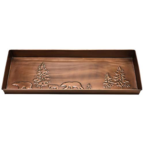 HF by LT Bear Pattern Metal Boot Tray, 30 x 13 inches, Antique Copper Finish - color: Bear Pattern, Antique Copper