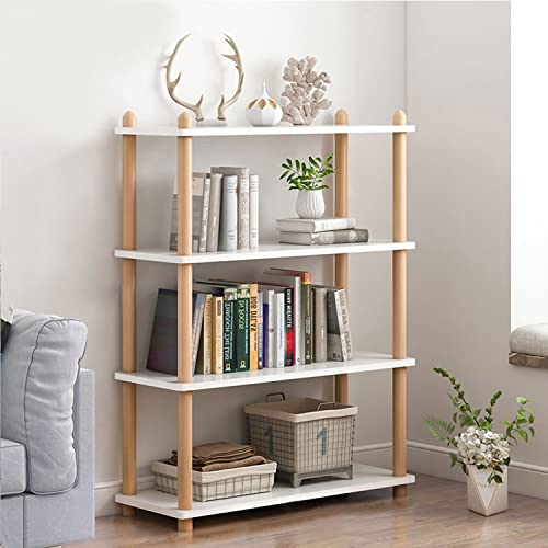 IOTXY 4-Tier Wooden Shelf Bookcase - Modern Open Bookshelf, Free Standing Storage Rack, Multifunctional Display Stand for Home and Office, White, Rectangle - color: White, size: 4-Tier