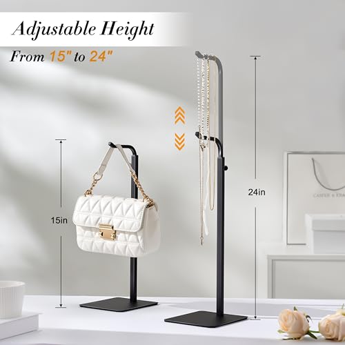 pickpiff Adjustable Purse Display Stands - Black Tabletop Display Holder for Handbags, Wreaths and Banners, for Home Closets, Retail Displays and Vendor Booths (1-Pack) - color: Black, size: 1 Pack