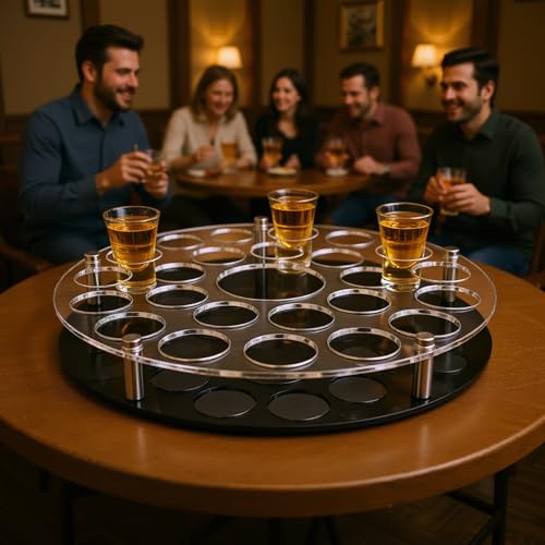 Round 36 Shot Glass Holder Acrylic Shot Glass Tray Holders Clear Organizer Wine Cup Serving Tray Cups Display Accessories for Party, Bar, Club,Large Hole: 1.77 Inch - style: 1.77 inch hole - round (36 Holes)