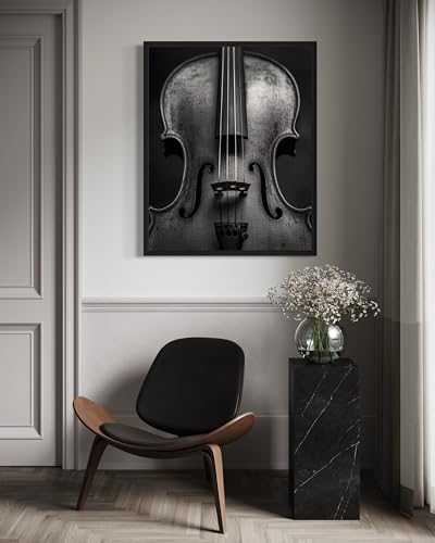 Violin Art Music Poster - Musical Instrumental Wall Art Print - Black and White - Photography Musical Art - Bedroom or Office Living Room Decor 137 (Violin, 16 x 20 inches, Unframed) - color: Violin, size: 20"L x 16"W