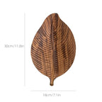 Acacia Wood Leaf Design Serving Tray - Decorative Wooden Platter for Charcuterie, Cheese, Fruit, Kitchen Table Decor