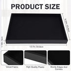 Black Velvet Stackable Jewelry Tray Showcase Display Stackable Necklace Bracelet Ring Showcase Display Empty Plate (2 Pack)