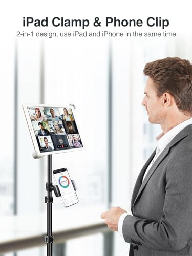 Elitehood iPad Tripod Stand, 65 Inch Height Adjustable Stand Holder with 360 Rotating Floor Tripod for 9.5-14.5 Inch Tablets - size: 9.5-14.5 inch