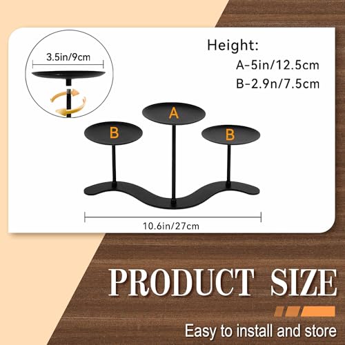 Iron Candle Holder Fireplace: 3 Arms Metal Candelabra Centerpiece Decor - Candle Holder Stand for Candelabra Pillar Candles - color: S-3 Candles