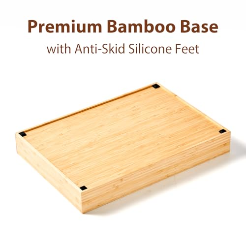 Umilife Large Bamboo Desk Drawer Organizer, Wood Junk Organizer Tray with Adjustable Dividers, Anti-Skip Storage Organization in Office Bathroom Drawer for Vanity, Makeup, 15" x 12" - size: 15"x12"