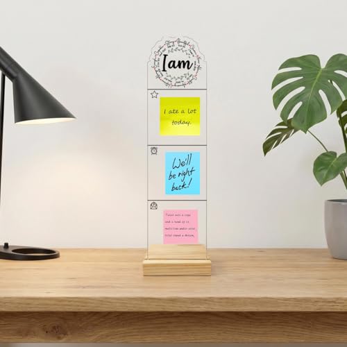 Monitor Memo Board Computer Monitor Memo Board Sticky Note Organizer I Am Acrylic Desk Accessories Removable Wooden Base Set Sticky Notes 100 Sheets 11.8×3.1 inches - color: I Am