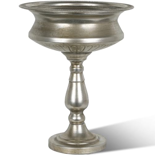 WORTH 15" H. Tall Silver Color Urn Vase for Centerpieces, 11.8" Dia. Classic Metal Trumpet Small Flower Pots for Table, Bowl Vase for Wedding Party Event Home Decor - color: Silver, size: Tall - 1 Pack