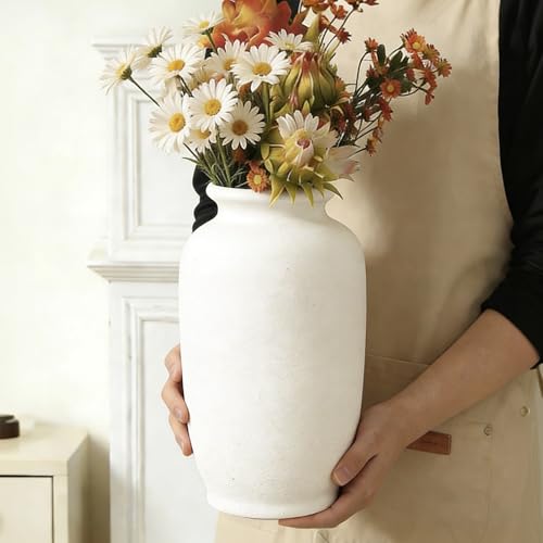 Beige Ceramic Vase-Boho Decorative Vase,Terracotta Tall Vases Decorative Pottery are Suitable for Decorating Living Rooms,Kitchens,and Bedrooms. - color: Beige