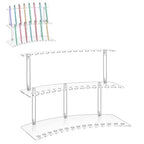 Zourane Acrylic Pen Display Stand, 2-Tier 30 Slot 1.3cm Wide Pen Holder Organizer for Fountain Pens, Makeup Brushes, Art Supplies | for Office, Home, Classroom, Craft Fairs