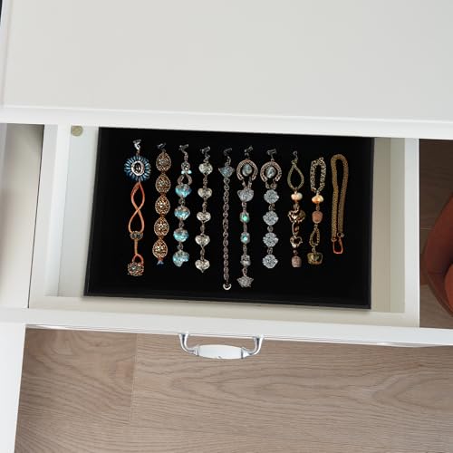 Molain Stackable Jewelry Trays - 4Pcs Black Velvet Jewelry Tray Showcase Display Plate for Necklace Bracelet Ring Organizer