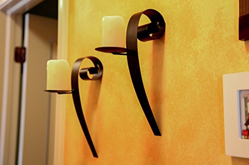 Lily’s Home Pillar Candle Wall Sconces, Hanging Iron Metal Decor Art Set of 2 - color: Hanging Iron Decor