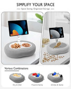 Tablet Pillow Stand, Compatible with 5"-12.9" Kindle, iPad, Phone/Tablet, Google, Samsung, 360° Rotating Phone Holder for Bed, Soft Plush Fabric, Detachable Bowl, Reading and Relaxation on Bed, Gray - color: Gray