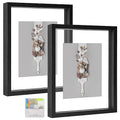 MUYE 8x10 Floating Frames Set of 2,Double Glass Picture Frame Display Any Size Photo up to 8x10,Wall Mount or Tabletop Standing,Black - color: Black, size: 8x10