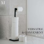MARMOLUX ACC Free Standing Matte Black Toilet Paper Holder Stand Black Marble Base and Storage - 4 Jumbo Roll Bathroom Hardware Toilet Paper Stand - Stainless Steel Standing Toilet Paper Holder - color: Matte Black/Black Marble