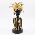 Lescafita African Woman Art Sculpture with Gold Floral Crown, Exquisite African Statue, Emotional Modern Home Art Gift for Various Settings Such as Home, Bookshelves, desks, or Offices(10.83 inch - color: 711-gold M