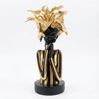 Lescafita African Woman Art Sculpture with Gold Floral Crown, Exquisite African Statue, Emotional Modern Home Art Gift for Various Settings Such as Home, Bookshelves, desks, or Offices(10.83 inch - color: 711-gold M