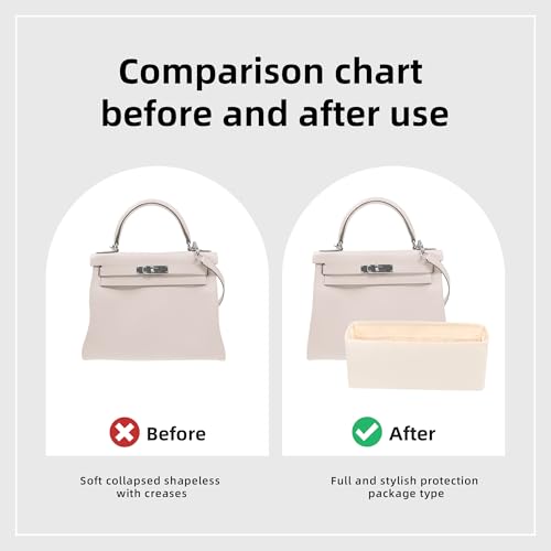 DGAZ Bag Organizer Insert For Kelly pochette/mini II /20/25/28/32/35/40 Bags, Silk Purse Organizer, Simplicity Handbag & Tote Organizer(Craie,KL40) - color: Craie, size: KL40