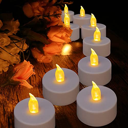 LED Tea Lights Candles- 24PACK Warm Yellow Flameless Candles Realistic and Bright Flickering Long Lasting 200Hours for Holiday Celebration,Party,Home Decoration,Battery Operated - color: warm yellow, size: 24pack