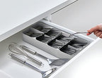 Joseph Joseph DrawerStore Compact Utensil Organizer For Kitchen Drawer Silverware, Flatware Tray, Grey - size: Large, style: Flatware Organizer