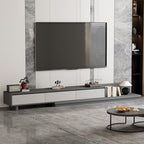 Mid-Century Modern Extendable TV Stand with Ample Storage for Living Room – Adjustable TV Cabinet from 78.7" to 130", 3-Drawer Entertainment Center, Grey - color: Grey