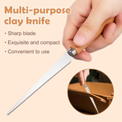 COHEALI 6Pcs Pottery Sculpting Tools Set - Professional Clay Carving Knives with Stainless Steel Blades - Detailing & Trimming Tool for Ceramics, Polymer Clay, DIY Modeling & Woodworking