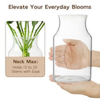 Clear Glass Vase, 4.7x7.8-inch Glass Flower Vase for Plants, Wide Mouth Vase for Home, Wedding, Living Room, Dining Table - size: 4.7”Wx7.8"H