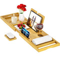 Premium Bathtub Tray Caddy - Bath Tray Bamboo Expandable - Bath Tub Tray Table for Bathtub - Expandable Size, Fits Most Bath Tubs - Natural Bamboo Wood - color: Natural