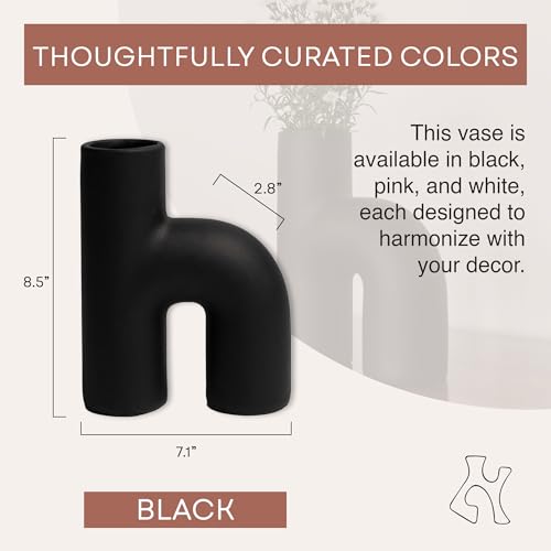 Lila Abstract Sculptural Decorative Modern Vase, Black
