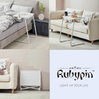 Rubypin Multifunctional TV Tray Table – Adjustable Folding Table for Bed & Sofa with Cup Holder, 6 Height Settings & 3 Tilt Angles (White)