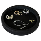 COLLECTIVE HOME - Velvet Jewelry Tray, 6" Monogrammed Jewelry Dish, Smooth Velour Display Dish for Rings, Earrings, Necklaces, Makeup, Personalized Gifts for Women (Black-h) - color: Black-h