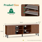 Lamtor TV-Stands for Living Room - Mid Century Modern TV Stand for 75+ inch TV, Entertainment Center with Storage, Media Console with Adjustable Shelves, Walnut