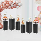 3/6 PCS Square Tall Pedestal Stand Metal Square Pedestal Stand Tall Pedestals Cake Stands for Party Wedding Birthday (Black, 6Pcs) - color: Black, size: 6Pcs