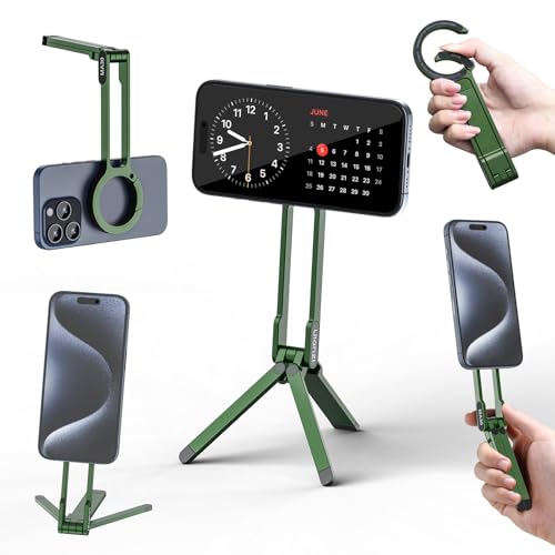 ULANZI MA30 Magnetic Phone Tripod Stand for iPhone - Aluminium Maglock Smartphone Mini Tripod Pocket Cell Phone Stand Strong Magnet Quick Mount Compatible with iPhone 17 16 15 14 13 12 Series, Green - color: Green