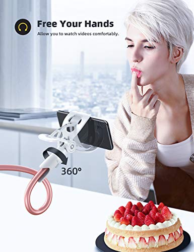Lamicall Phone Holder Bed Gooseneck Mount - Cell Phone Clamp Clip for Desk, Flexible Lazy Long Arm Headboard Bedside, Overhead Mount Stand, for 4-7" Phone, iPhone 15 Pro Max, 14 Plus, 13, Rose Gold - color: Rose Gold